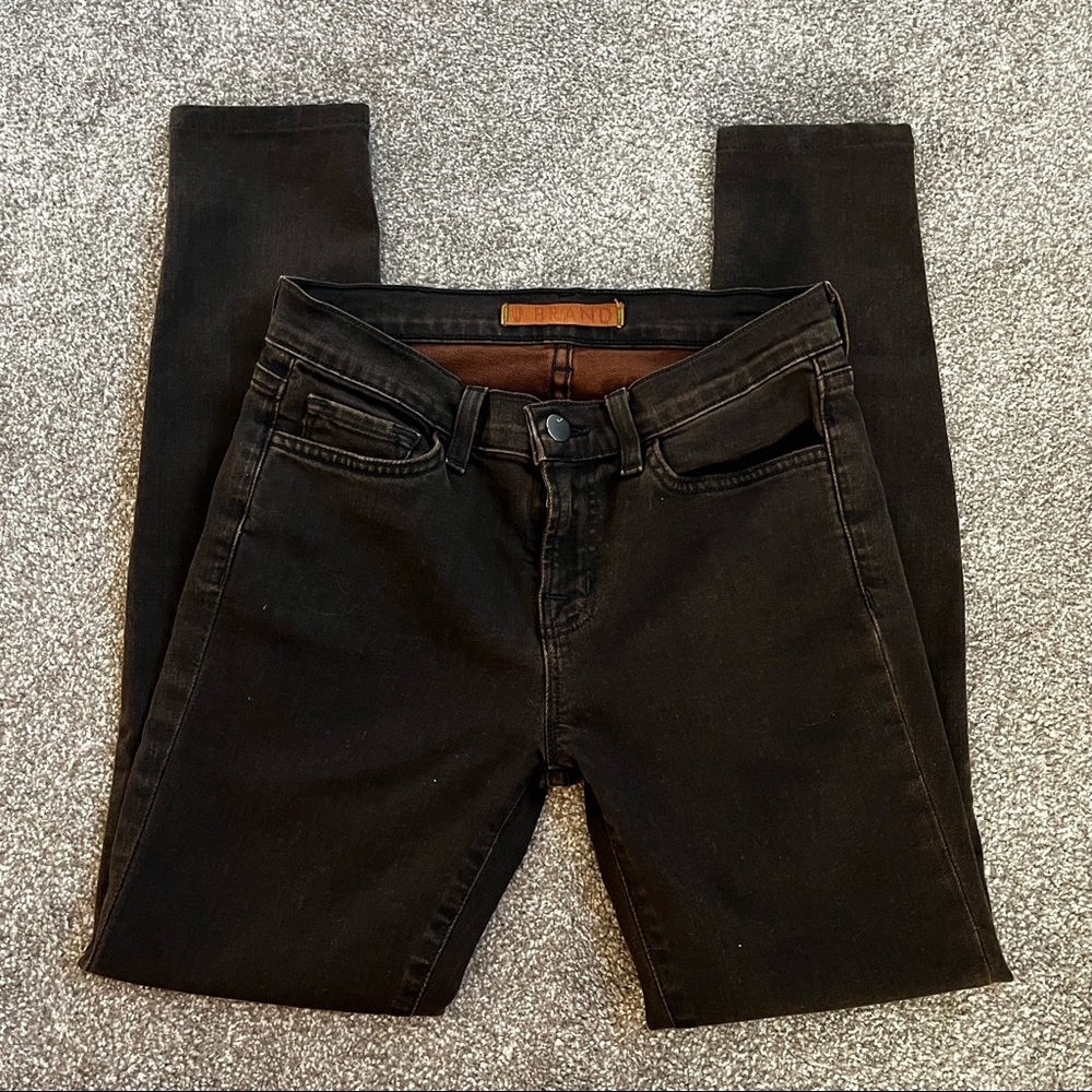 J Brand Womens Skinny Jeans Size 26 Noir Brown Stretch Mid Rise 811C073